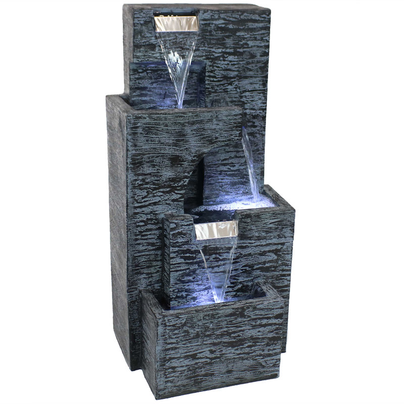 resin turtle cove cascading sculptural fountain with led light